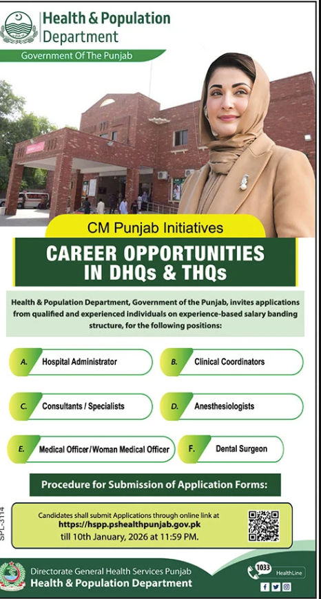 Health And Population Department Lahore Apply Jobs 2026