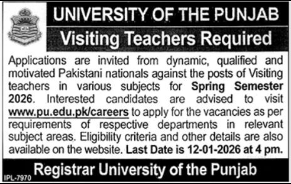 University Of The Punjab PU Jobs 2025