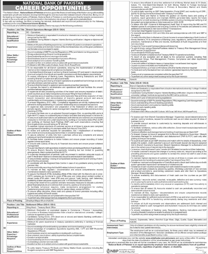 National Bank Of Pakistan NBP Lahore Apply Jobs 2026